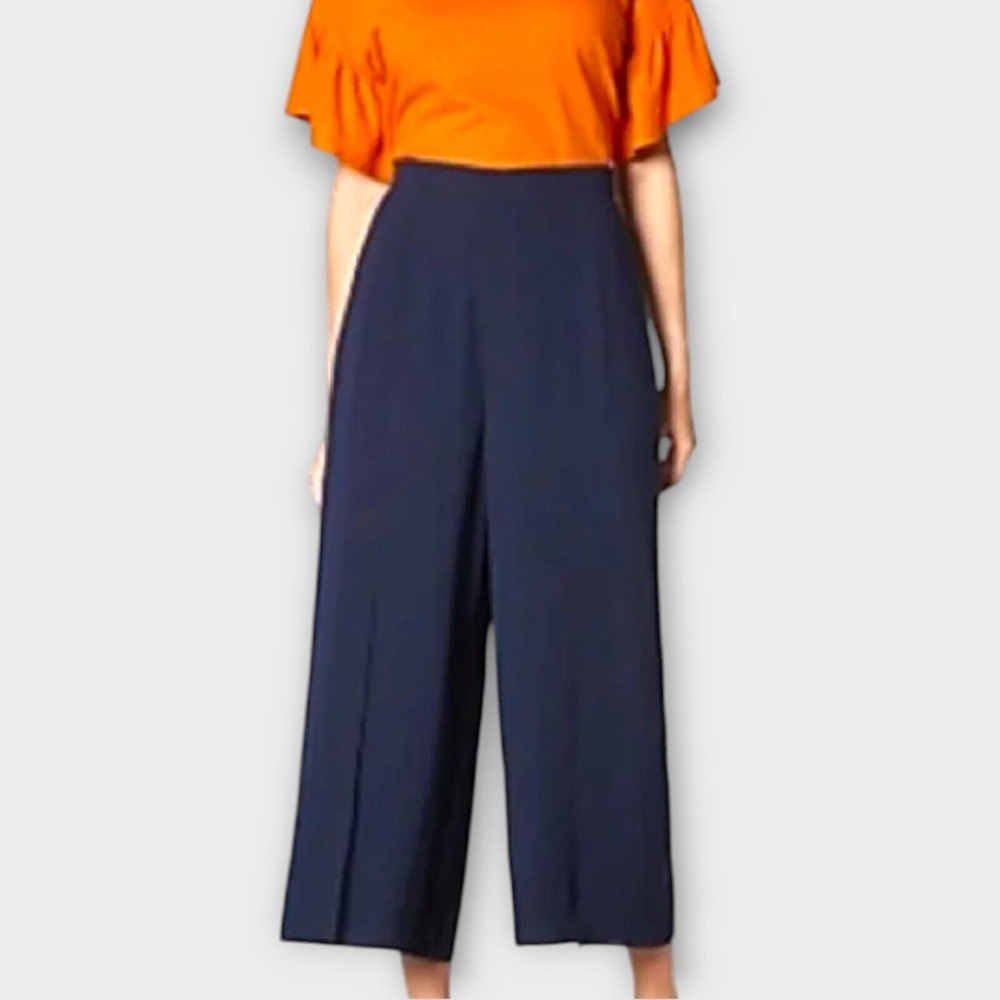 LK Bennett Womans 10 Wide Leg Trousers TR Eviene Slone Blue Dressy NWT $255